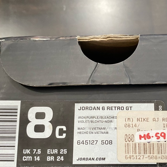 Air Jordan 6 Retro GT Kids Sneakers Size 8C - Picture 8 of 10